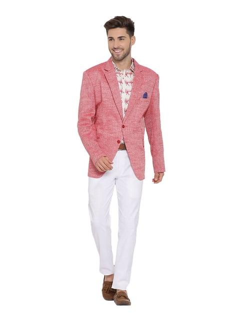 hangup red & white slub three piece suit