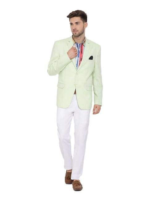 hangup green & white regular fit three piece suit