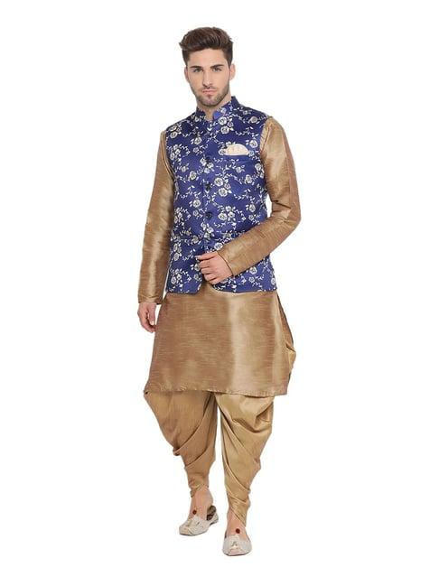 hangup gold & navy floral print suit