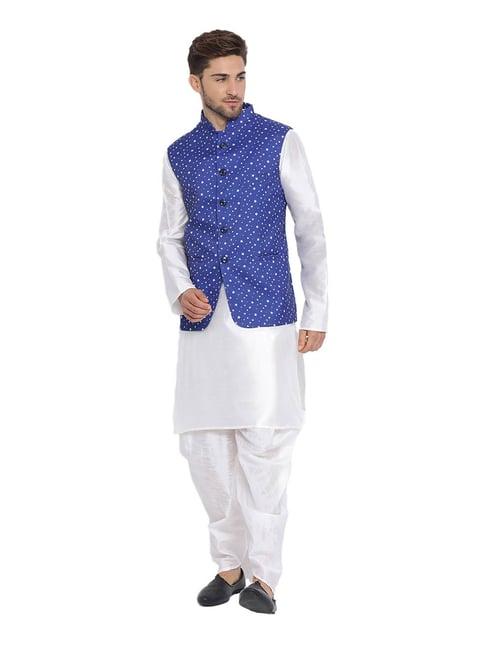 hangup white & blue printed suit