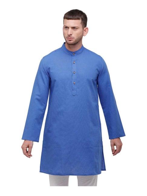 linen club dark blue regular fit kurta