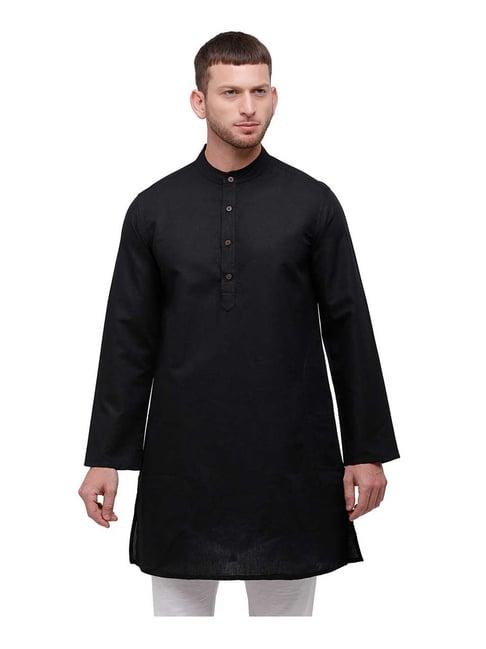 linen club black regular fit kurta