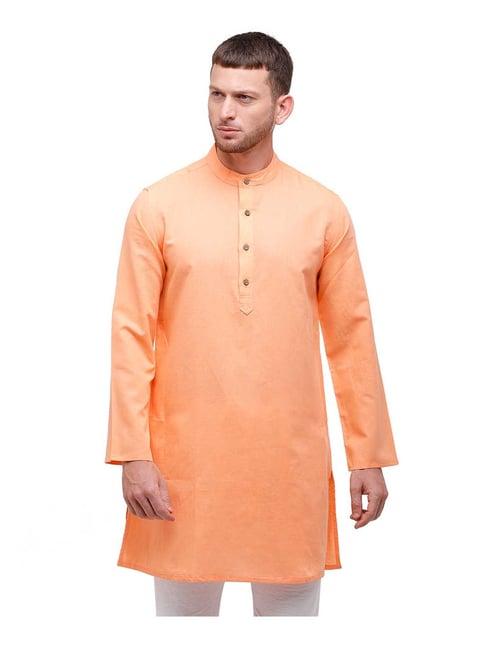 linen club orange regular fit kurta