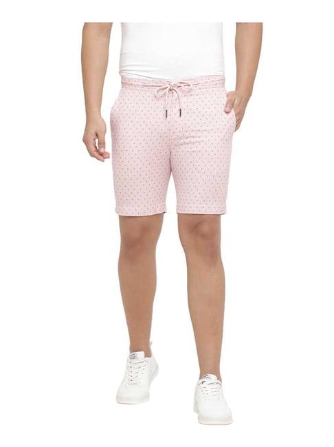 linen club pink slim fit bermuda shorts