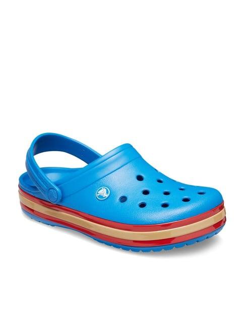 crocs women's blue back strap clogs