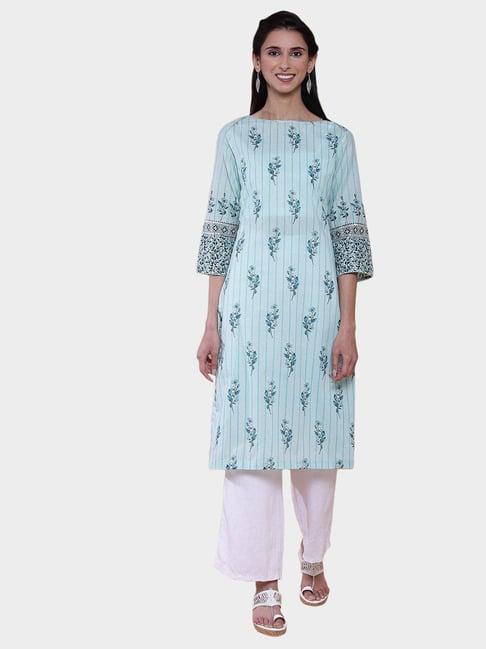 biba blue printed kurta