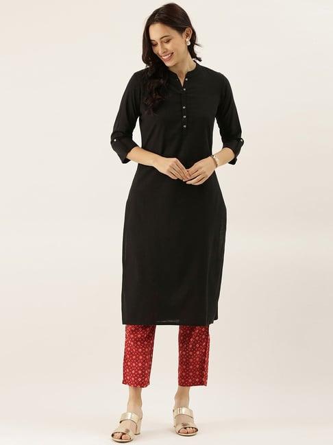 divena black m&arin collar straight kurta