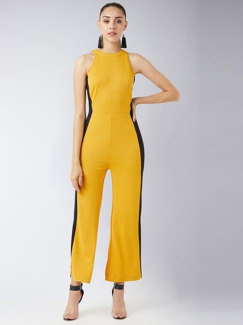 miss chase mustard & black full length jumpsuit