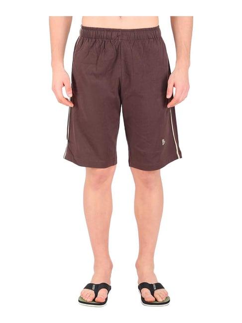 woodland brown regular fit cotton shorts