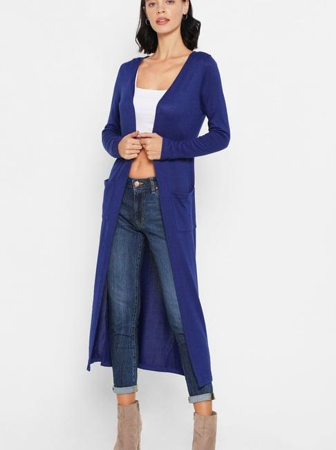 forever 21 dark blue full sleeves longline shrug