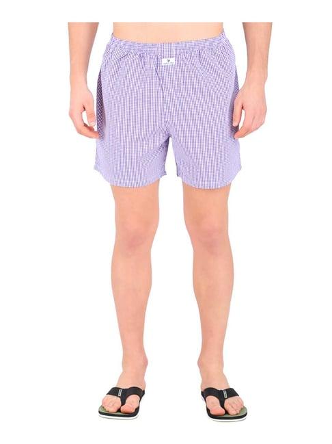 woodland purple cotton checks boxers