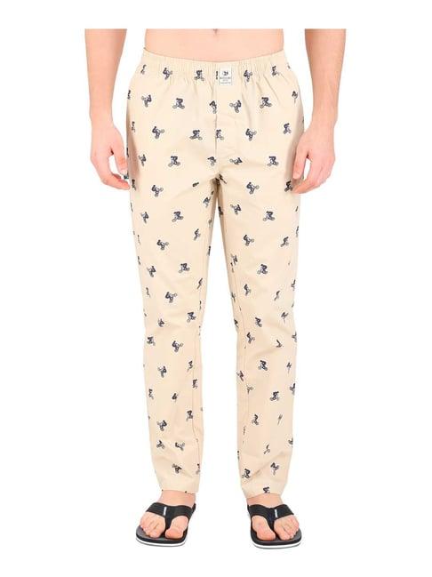 woodland khaki cotton printed pyjama pants