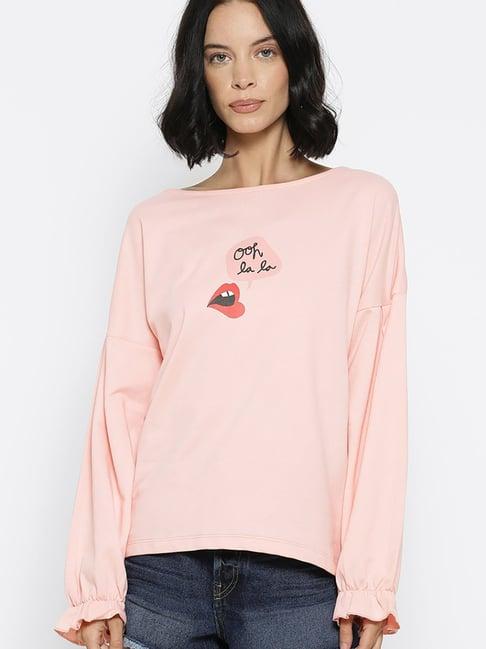 forever 21 pink graphic print top