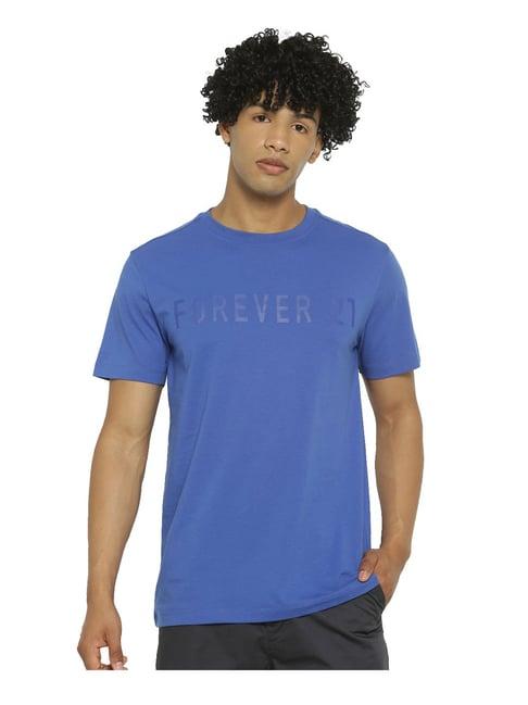 forever 21 nautical blue logo printed t-shirt