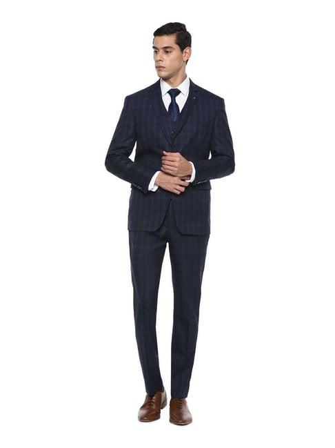 louis philippe navy slim fit three piece suit