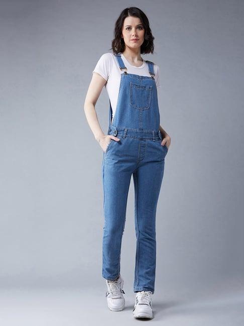 dolce crudo blue cotton denim dungaree