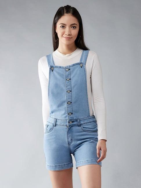 dolce crudo light blue cotton denim dungaree