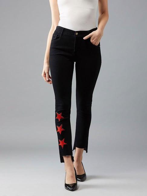 dolce crudo black embroidered jeans