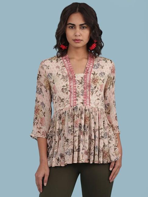 aarke ritu kumar pink floral print top