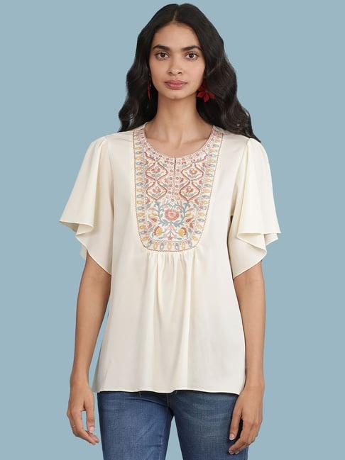 aarke ritu kumar off white embroidered top