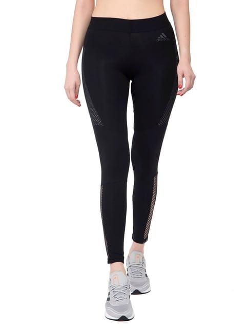 adidas black self design mesh tights