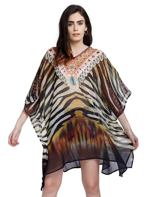 aditi wasan multicolor printed kaftan dress