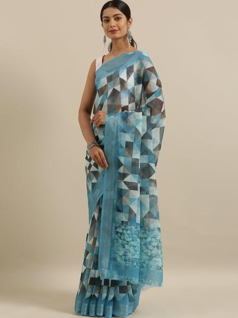 the chennai silks multicolored geometric pattern saree with unstitched blouse