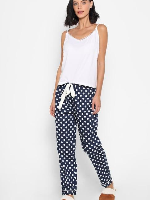 forever 21 white & navy cami top with pyjama set