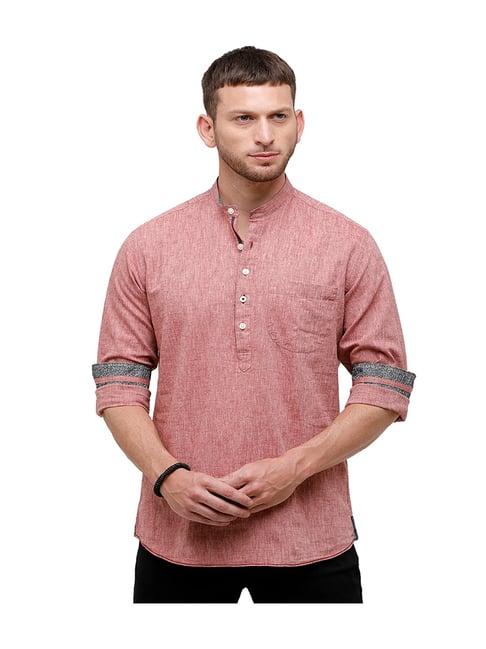 cavallo by linen club red contemporary fit short kurta