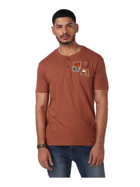 royal enfield rust straight fit henley t-shirt