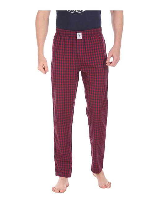 u.s. polo assn. red & blue checks lounge pants