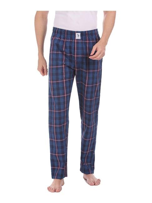 u.s. polo assn. navy & red checks lounge pants