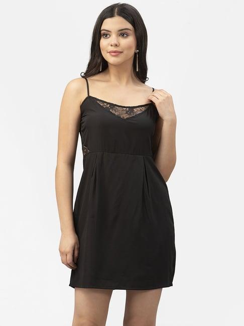 style quotient black square neck dress