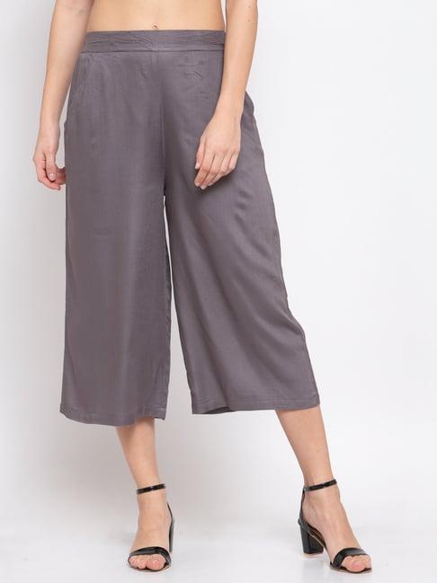 style quotient grey regular fit elasticated culottes