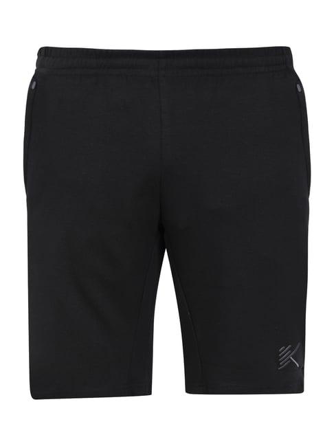 anta black cotton regular fit shorts