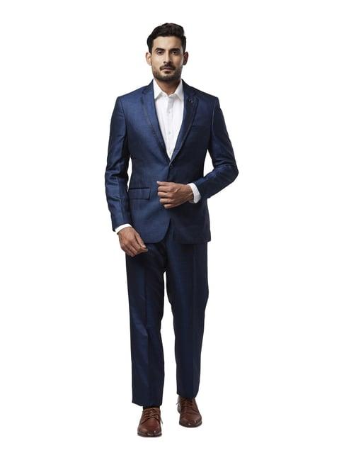 raymond blue regular fit self pattern two piece suit