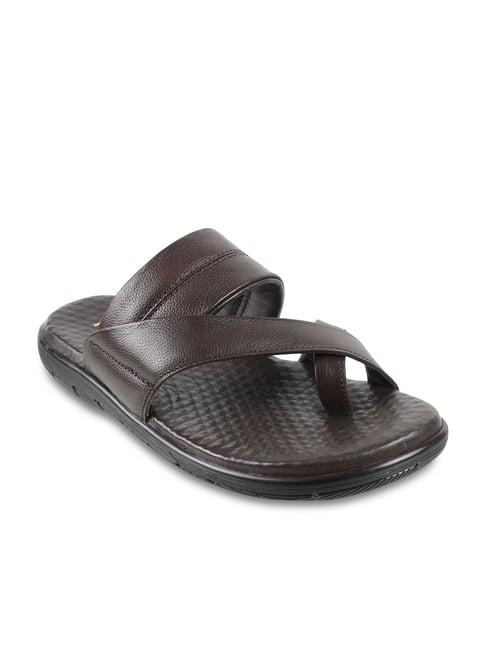 metro men's brown cross strap sandals