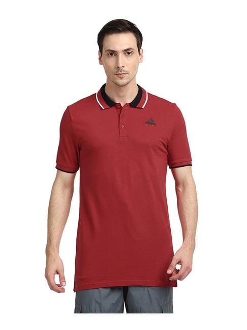 adidas ess core maroon regular fit polo t-shirt