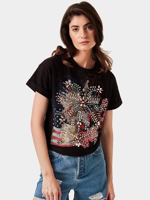 cover story black embellished t-shirt