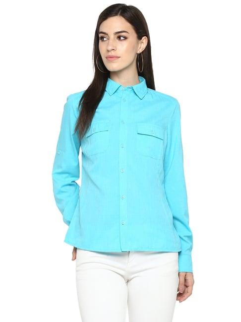 aditi wasan blue regular fit shirt