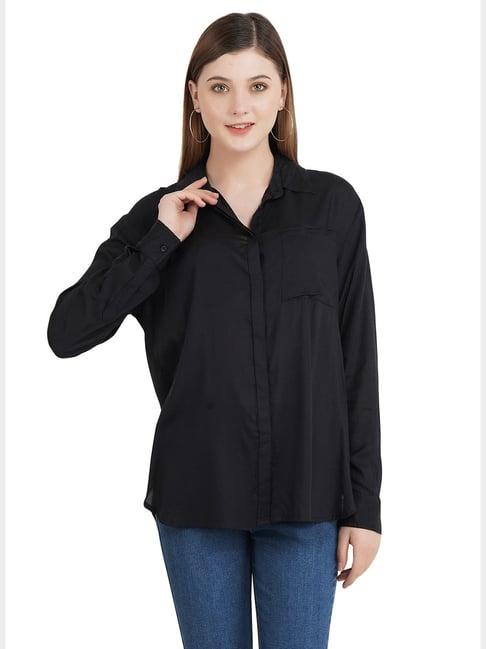 aditi wasan black regular fit shirt