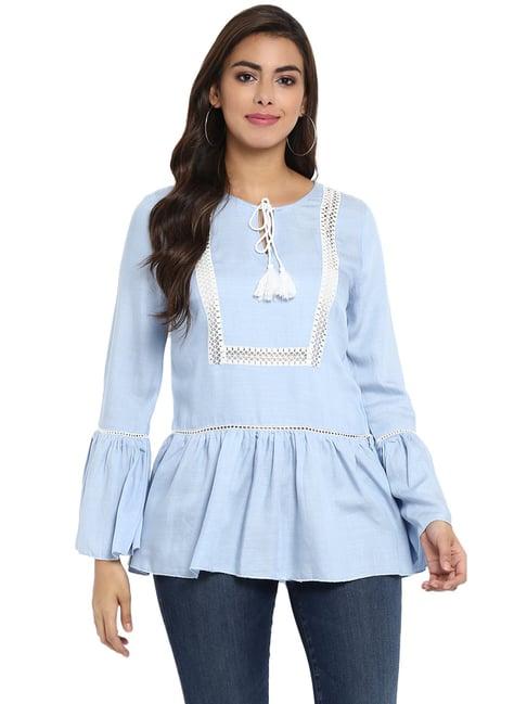 aditi wasan blue lace top