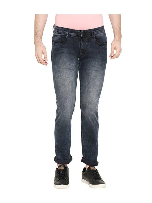 basics navy low rise heavily washed jeans