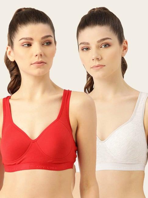 lady lyka multicolor non wired padded sports bra (pack of 2)