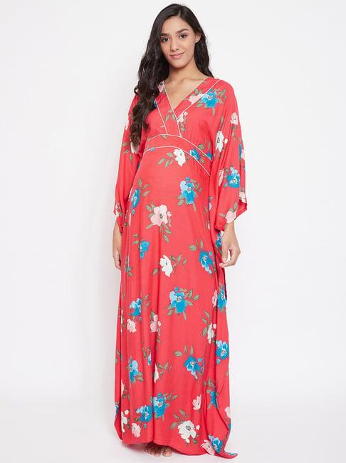 the kaftan company coral floral print kimono maternity kaftan