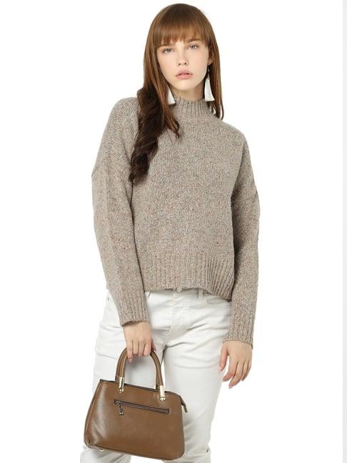 only simply taupe full sleeves sweater