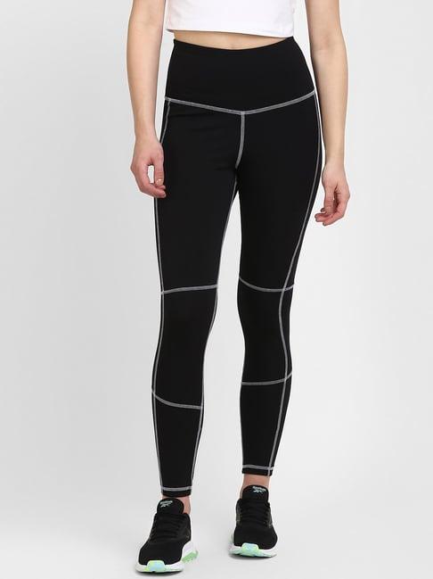 reebok black self design wor tights