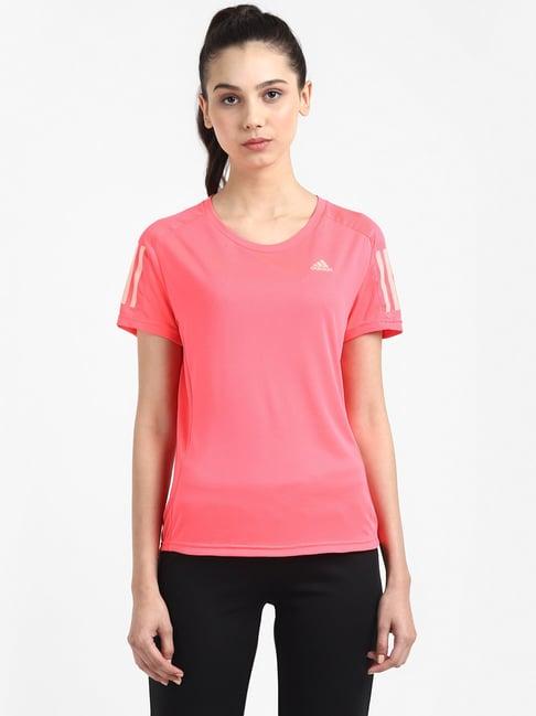 adidas pink regular fit run tee