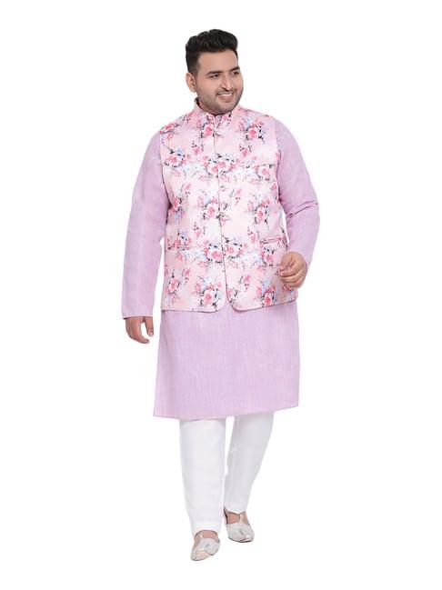 hangup purple & pink regular fit kurta bottom & jacket set