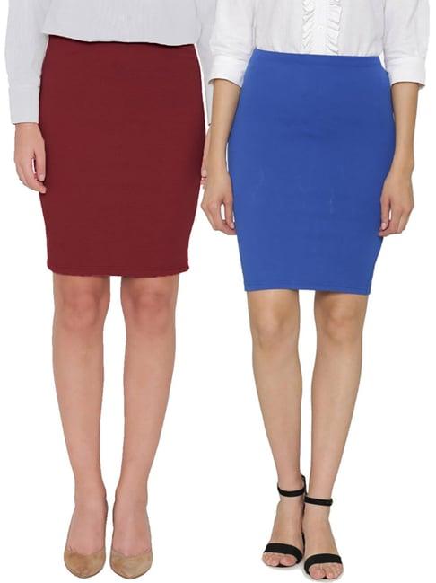 n-gal maroon & royal blue above knees skirt (pack of 2)